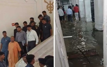 उत्तर प्रदेश : भारी बारिश के चलते  विधानसभा परिसर में भरा पानी
