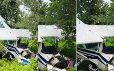 गुना में टू सीटर प्लेन क्रैश, हादसे में दो पायलट घायल