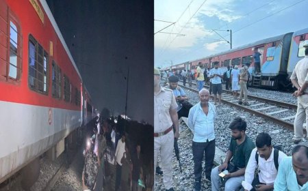 वाराणसी से अहमदाबाद जा रही साबरमती एक्सप्रेस पटरी से उतरी, इमरजेंसी ब्रेक लगाकर रोकी ट्रेन