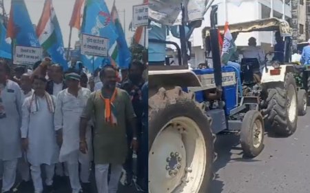 कांग्रेस की किसान न्याय यात्रा,भाजपा सरकार के खिलाफ प्रदर्शन