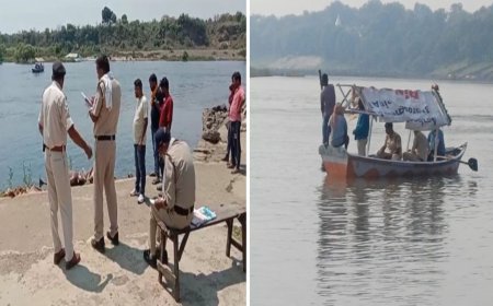18 घंटे पहले नर्मदा तट में डूबे युवकों की तलाश जारी