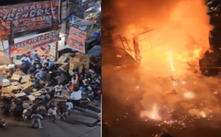 हैदराबाद में पटाखा दुकान में भड़की आग, कई कारें समेत लाखों का सामान खाक