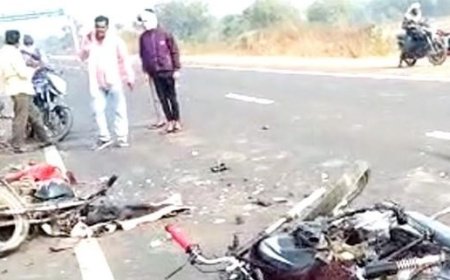 इन्द्राना मोड़ पर मोटर  साइकिलों में सीधी टक्कर, एक मौत, दो घायल