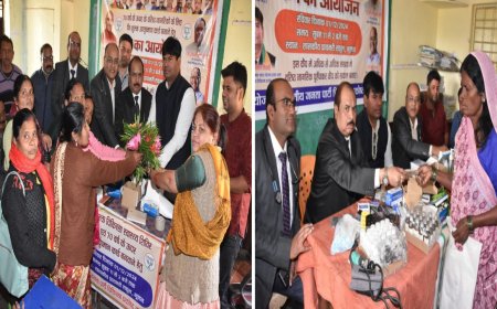 शिविर में पहले बुजुर्गों के बने आयुष्मान कार्ड फिर हेल्थ चेकअप