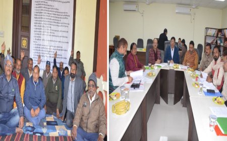 निरस्त पदों को लेकर आरडीवीवी कर्मचारी संघ ने ईसी मेंबर्स को घेरा