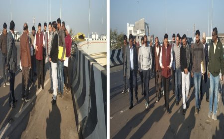जबलपुर के फ्लाईओवर की दरारों की जांच करने पहुंची टीम