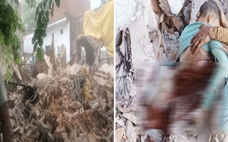 छत तोड़ते समय गिरा मजदूर दो टुकड़ा हुआ