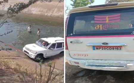 नहर में समाई स्कॉर्पियो, एक की मौत, चार लोग तैर कर निकले बाहर