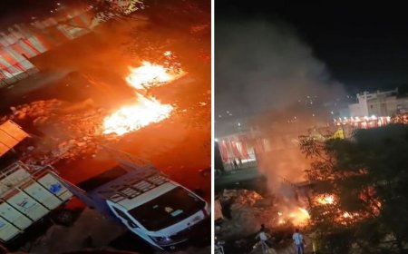 जबलपुर के गाज़ी नगर बस्ती में आग से अफरा तफरी, देखते ही देखते राख में तब्दील हुआ ट्रक