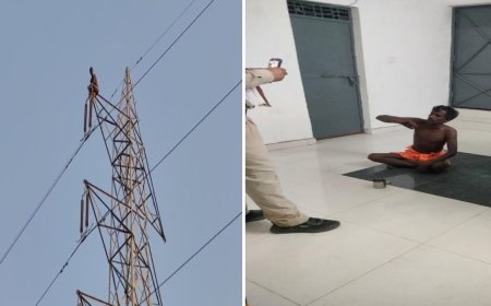 हाईटेंशन लाइन के टावर पर हाईवोल्टेज ड्रामा...