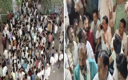 "गोलीबाज" नेता के समर्थन में धरने पर बैठी कांग्रेस