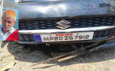 रफ्तार का कहर...तेज रफ्तार कार ने ठेले वाले को कुचला, बुजुर्ग की मौत, कार में लिखा था पुलिस