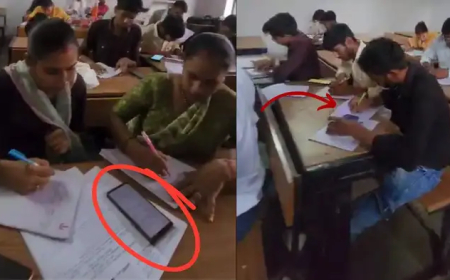 700 रुपए देकर छात्रों ने की सामूहिक नकल, सोशल मीडिया पर वायरल हुआ परीक्षा केन्द्र का नजारा 