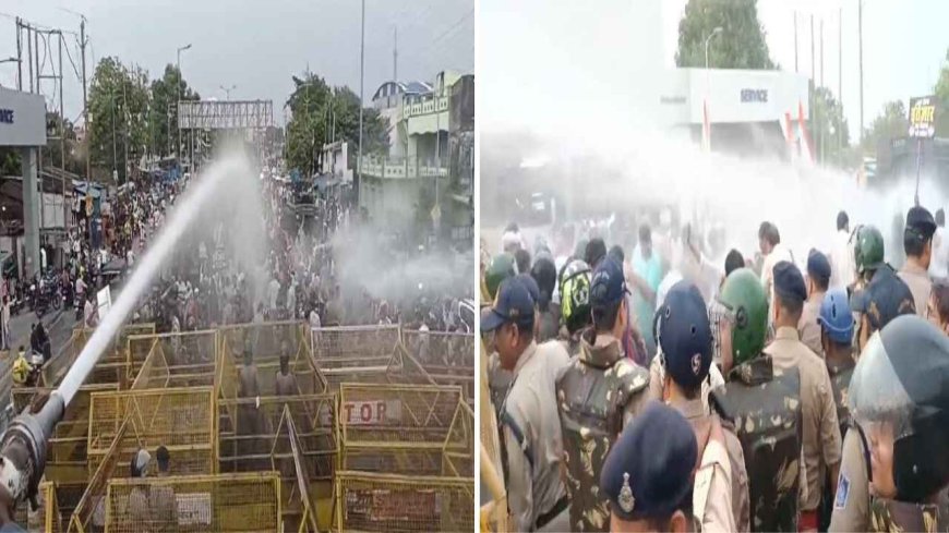 पूजा की थाली सजा कर फ्लाईओवर का लोकार्पण करने पहुंचे कांग्रेसी, वाटर कैनन का इस्तेमाल, कई गिरफ्तार